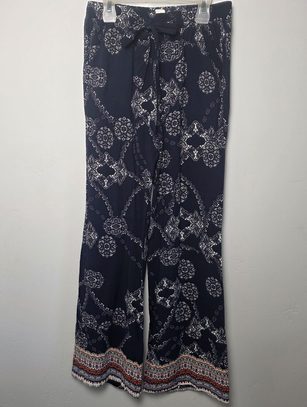 Breezy Navy Boho Wide Leg Palazzo Pants Size Small